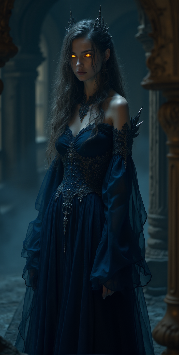 Concept art des Chroniques d'Urum : Noble Méoréméenne usant de son pouvoir de Mesmer